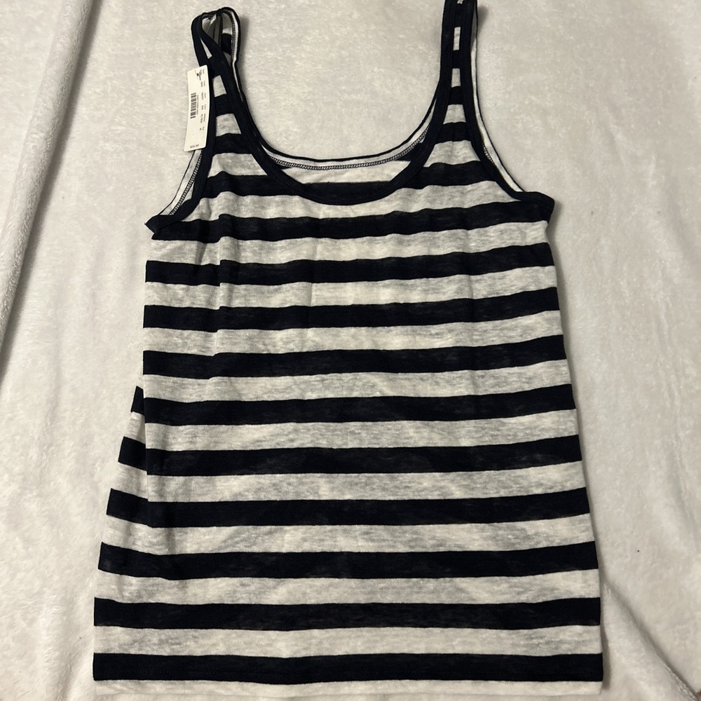 J. crew Women's Striped Tank Top Size Medium Navy White Sleeveless NWT $35